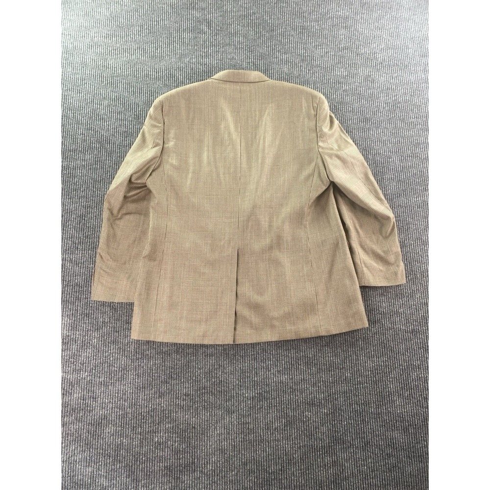 Vintage Ralph Lauren Sport Coat 48 L Beige Silk Wool Glen Plaid Designer LRL - Picture 7 of 13